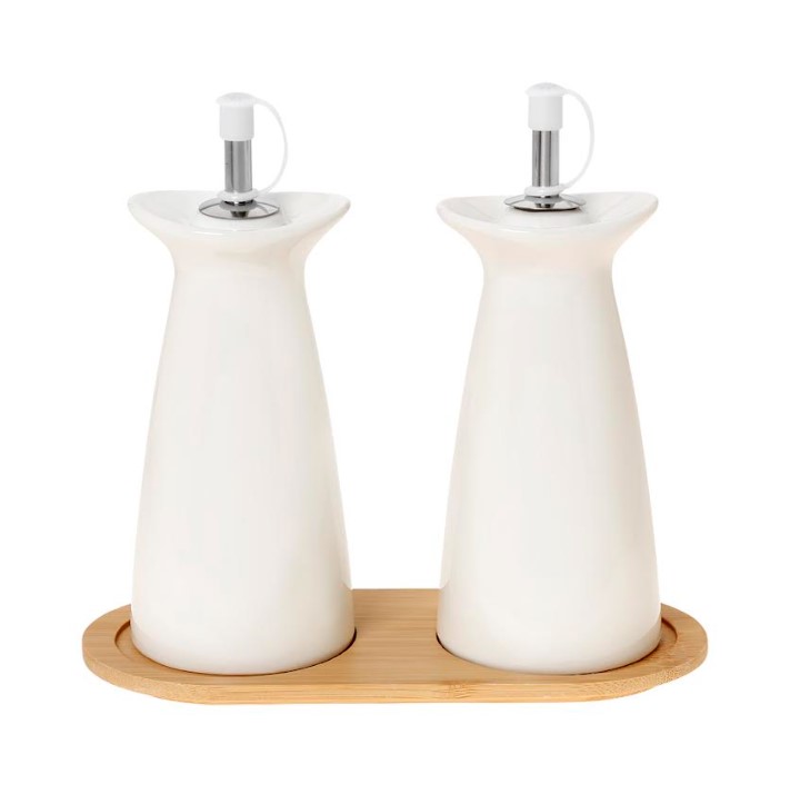 Σετ Λαδόξυδο Πορσελάνης Λευκό Με Βάση Bamboo Lotos CRYSPO TRIO 65.000.144 (Υλικό: Πορσελάνη, Χρώμα: Λευκό) - CRYSPO TRIO - 65.000.144